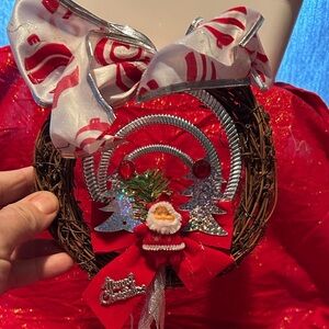Handcrafted Festive Holiday Wreath with Bells and Pinecones
